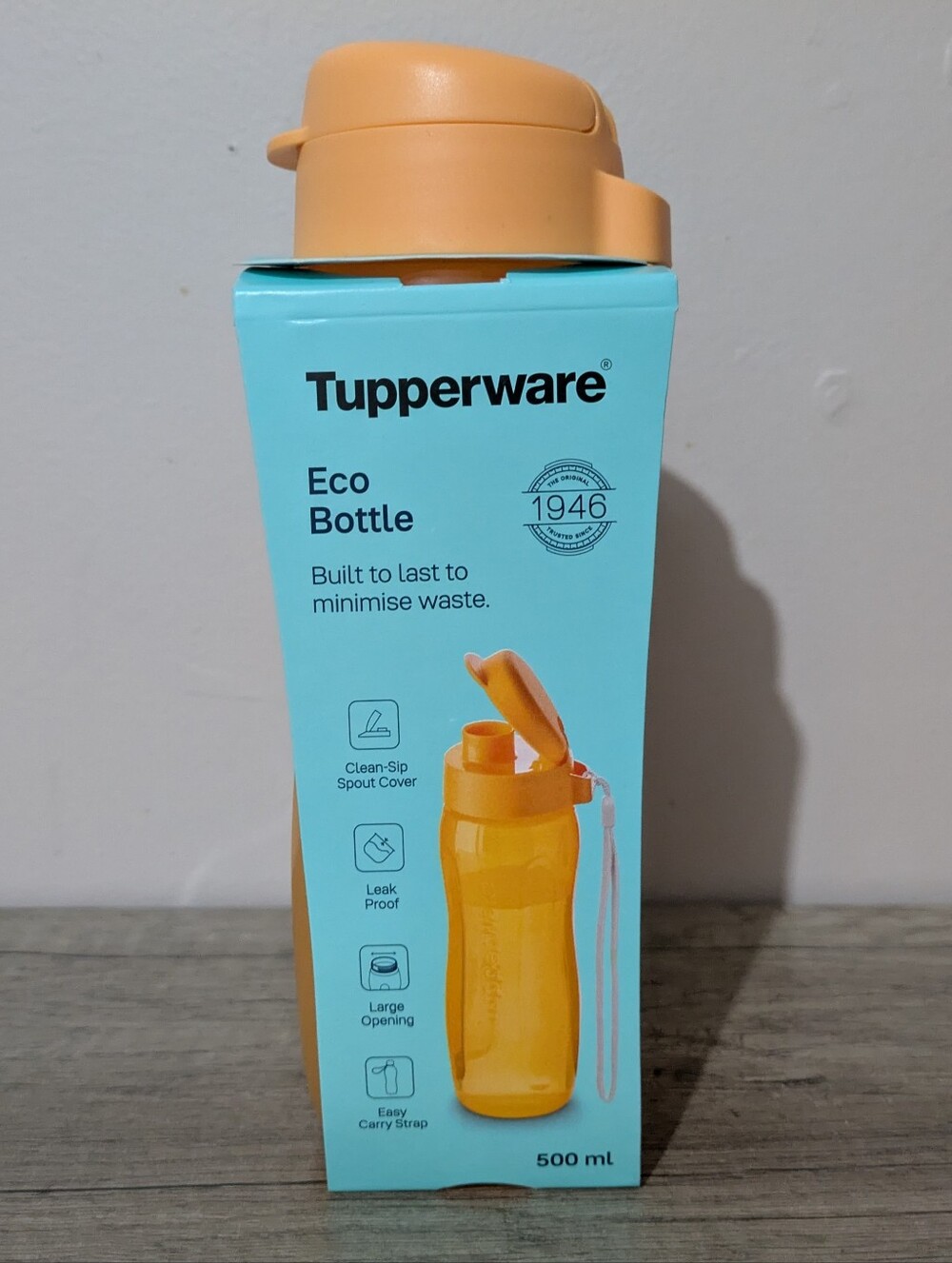 Tupperware Essentials Eco Water Bottle 500ml Reusable & Refresh Wrist Strap NEW